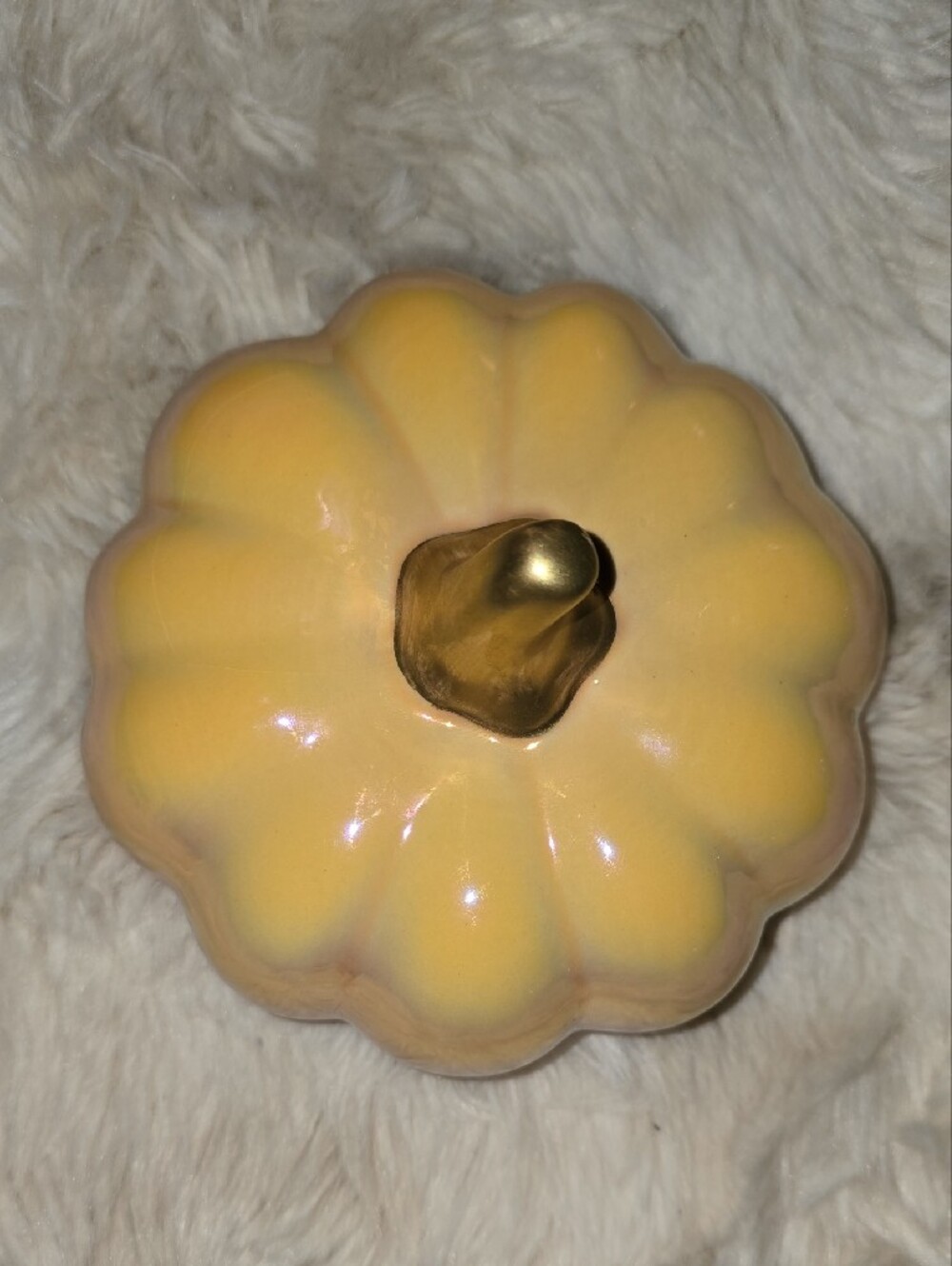 Iridescent Yellow Pumpkin with Gold Stem - Picture 2 of 4